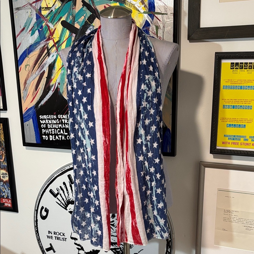 American Flag Star & Stripe Vintage Scarf - Red, White & Blue